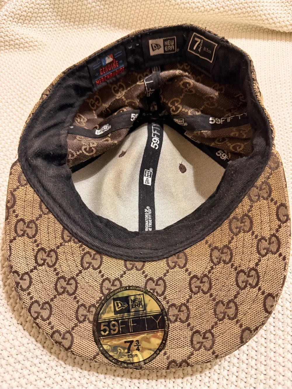 Gucci Brown Monogram Baseball Cap with Burgundy 'A' Patch